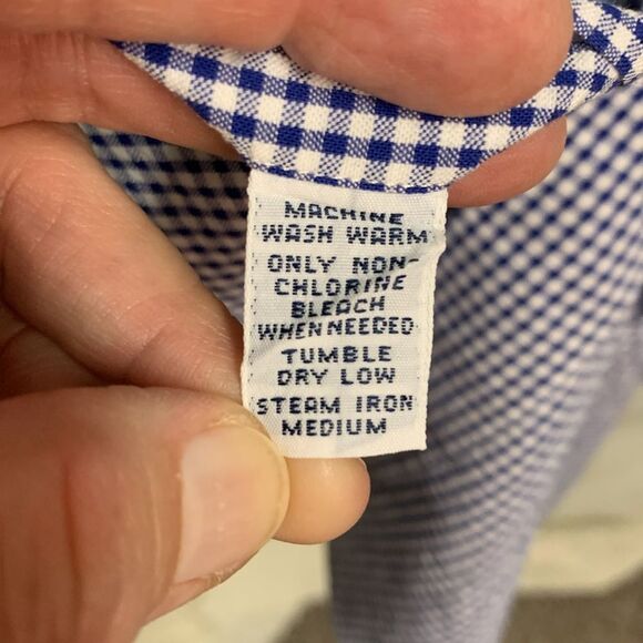 Ralph Lauren Blake Blue White Small Gingham Check SS Button Down Shirt Size M - Picture 9 of 11